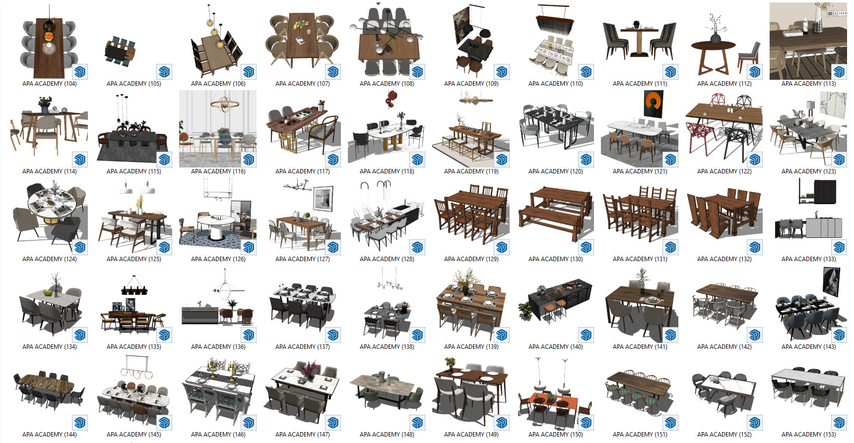 APA ACADEMY SHARE TẶNG THƯ VIỆN BÀN ĂN - SKETCHUP