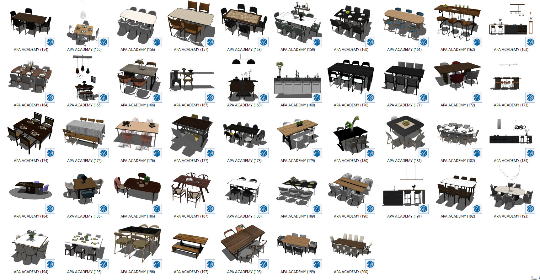 APA ACADEMY SHARE TẶNG THƯ VIỆN BÀN ĂN - SKETCHUP