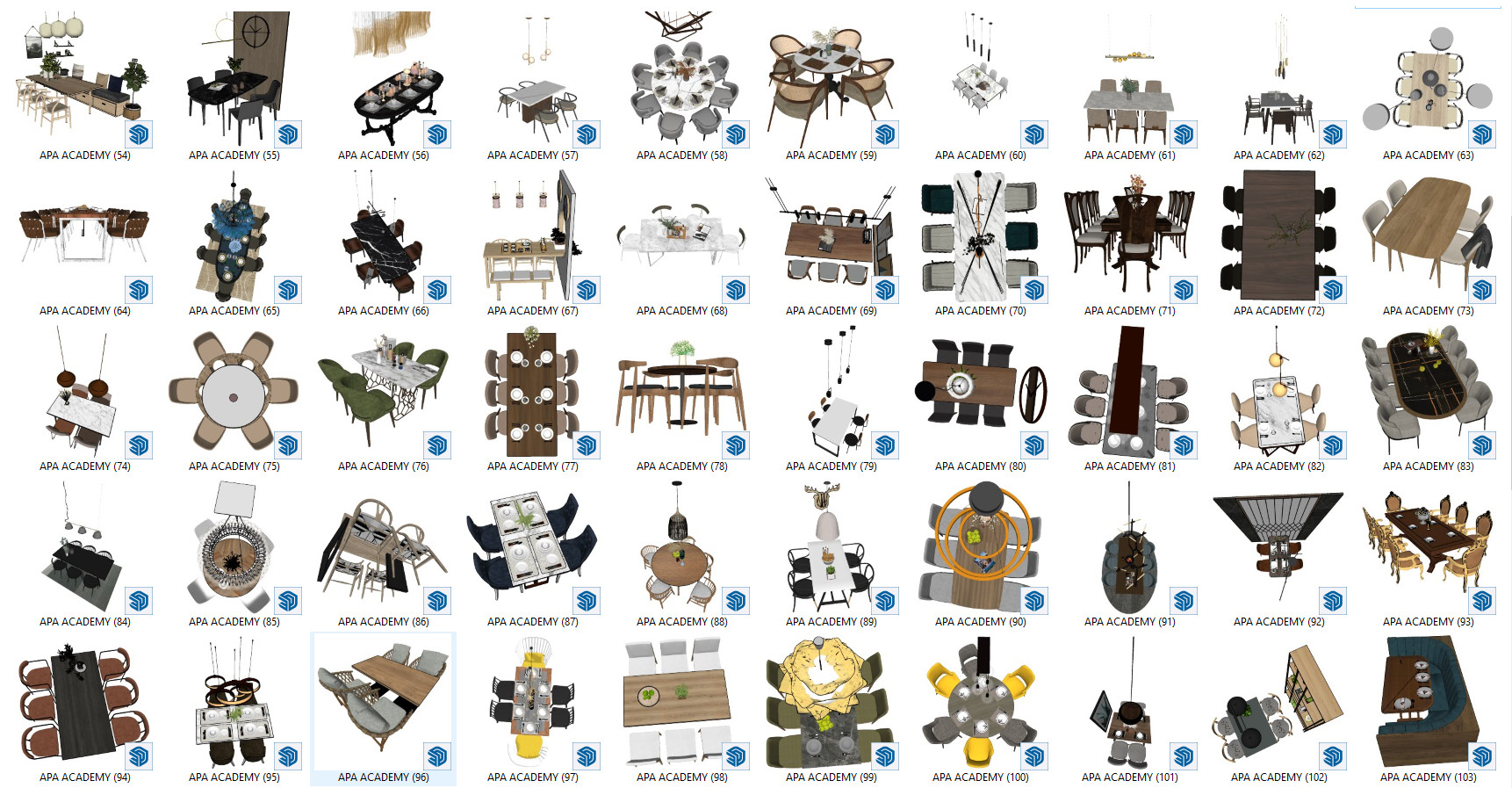 APA ACADEMY SHARE TẶNG THƯ VIỆN BÀN ĂN - SKETCHUP