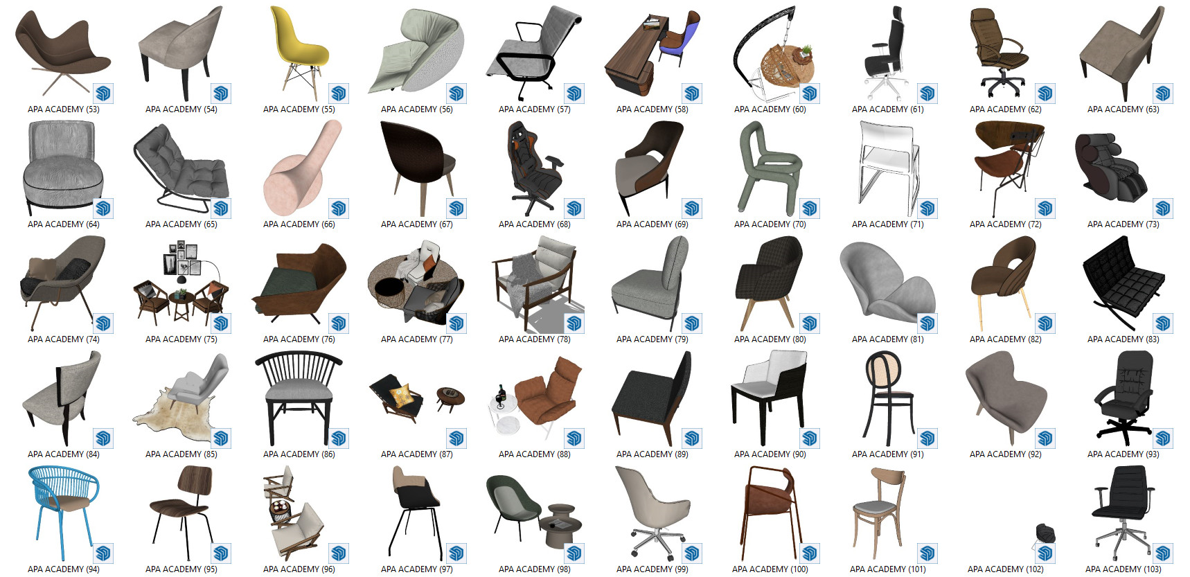 APA ACADEMY SHARE TẶNG THƯ VIỆN GHẾ - SKETCHUP