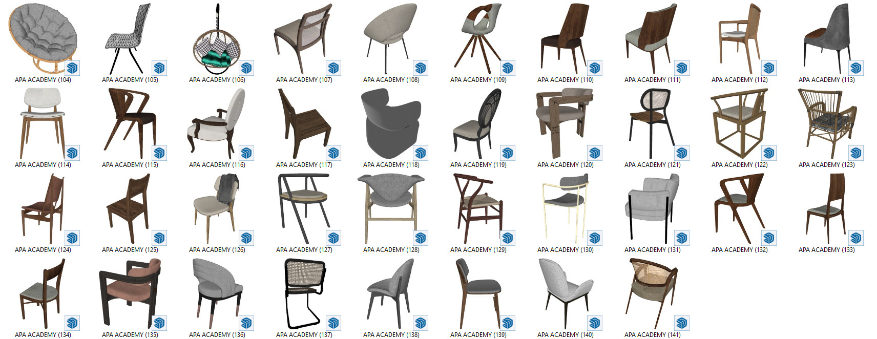 APA ACADEMY SHARE TẶNG THƯ VIỆN GHẾ - SKETCHUP