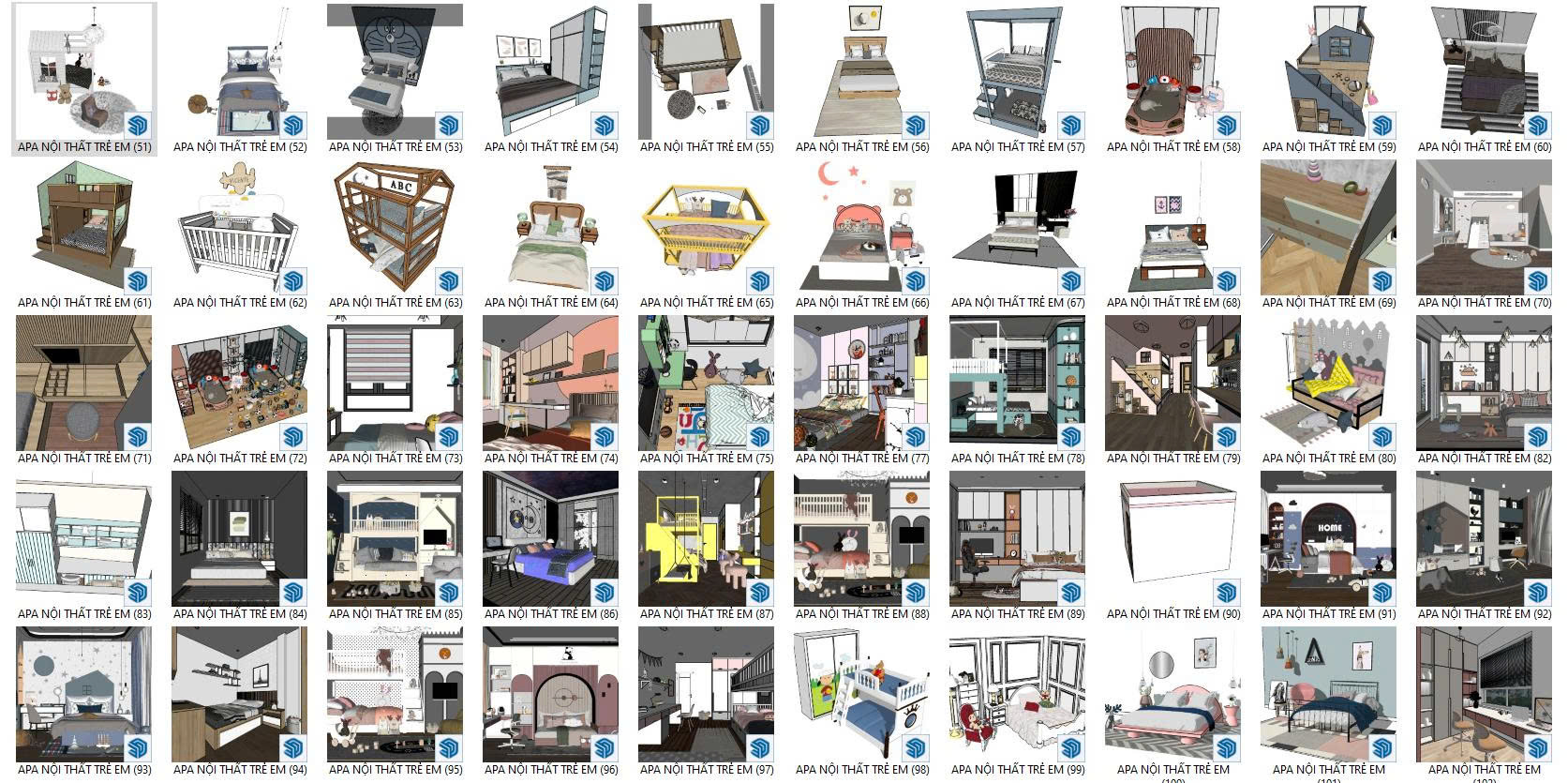 APA ACADEMY SHARE TẶNG THƯ VIỆN NỘI THẤT PHÒNG NGỦ TRẺ EM - SKETCHUP MIỄN PHÍ