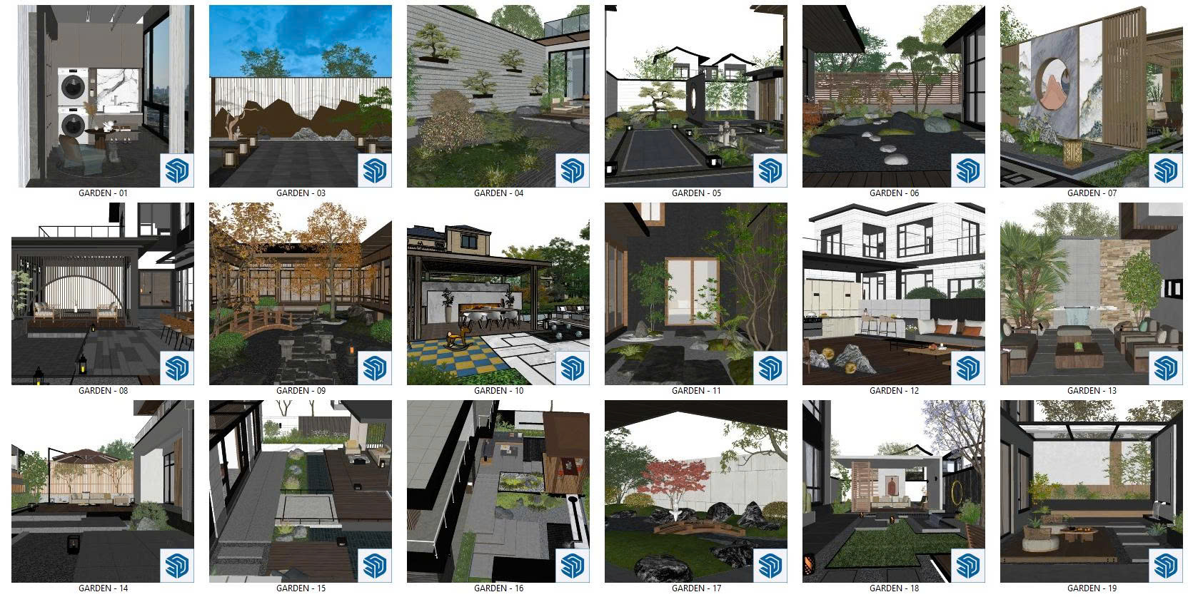 APA ACADEMY SHARE TẶNG THƯ VIỆN SÂN VƯỜN - SKETCHUP MIỄN PHÍ