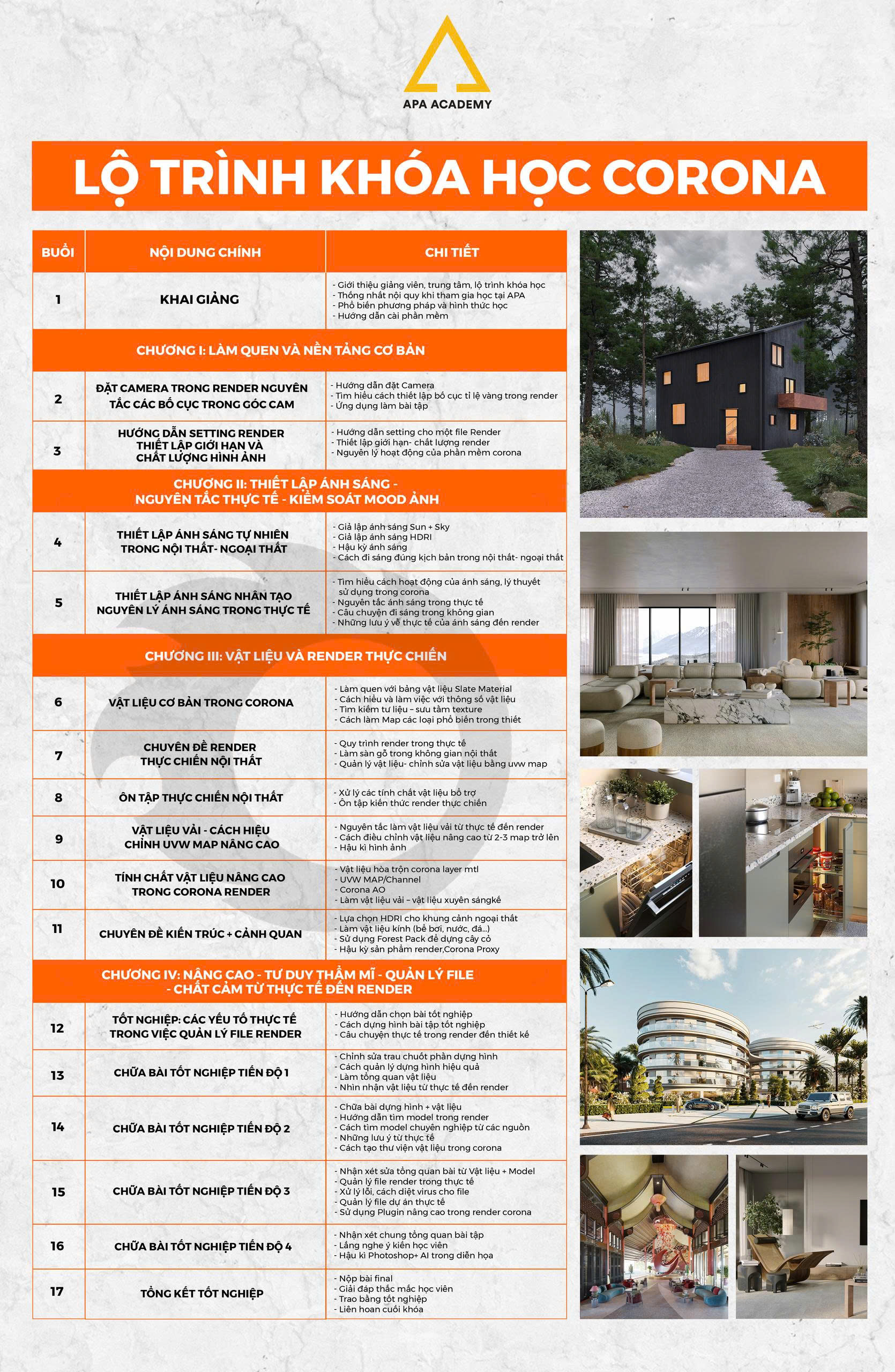 Lộ trình học môn Corona Render tại APA