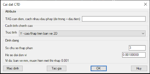 Bảng Thông Số Chuyên Sâu (Lệnh CTDSET)